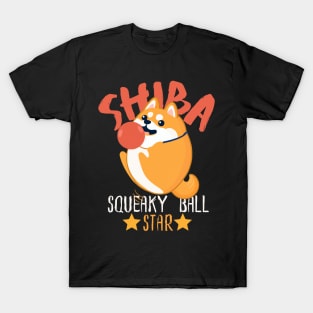 Shiba Sqeaky Ball Star, Cute Kawaii Shiba Inu T-Shirt